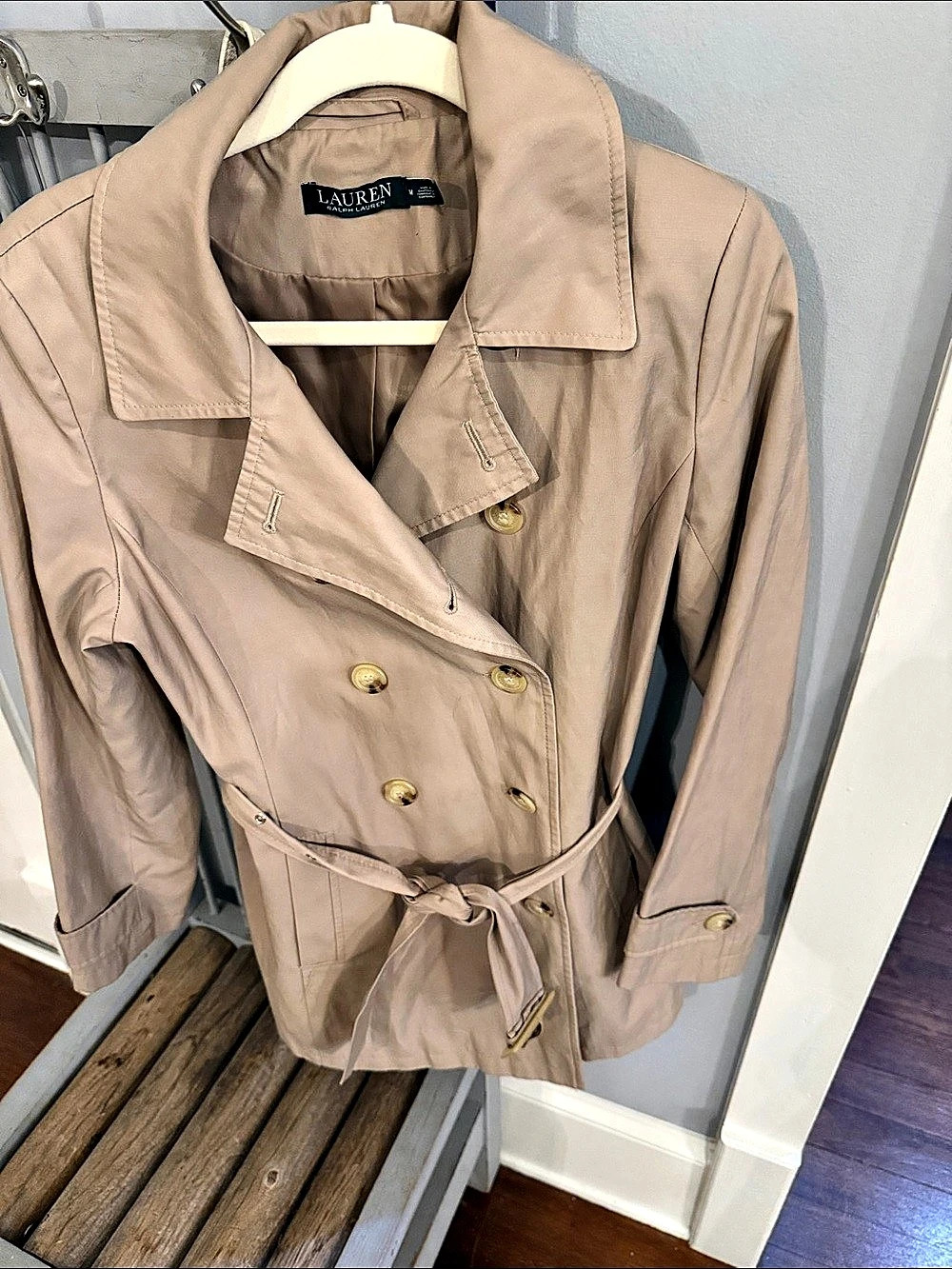 Lauren Ralph Lauren Double-Breasted Cotton-Blend Trench Coat Brown Medium